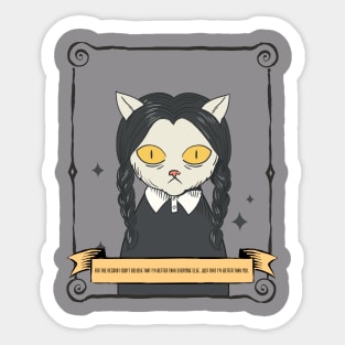 Wednesday Addams Funny Cat Sticker